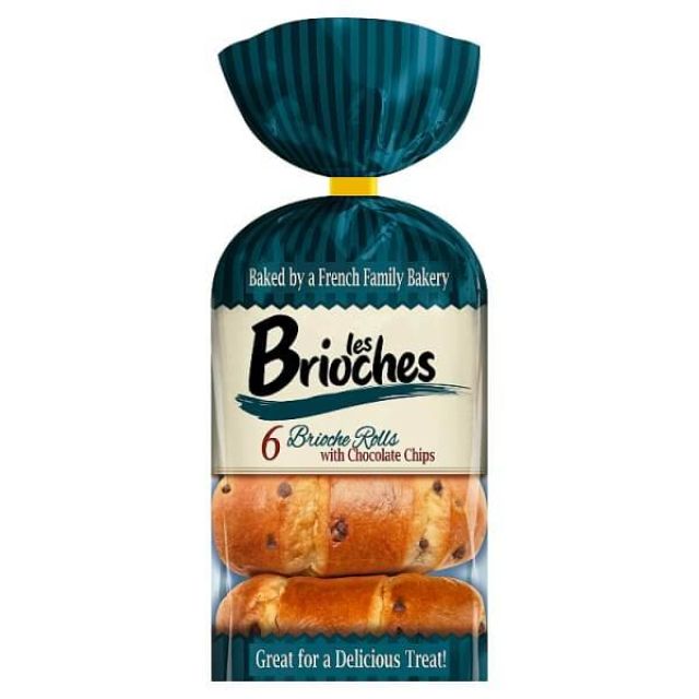 Les Brioches 6 Brioche Rolls with Chocolate Chips
